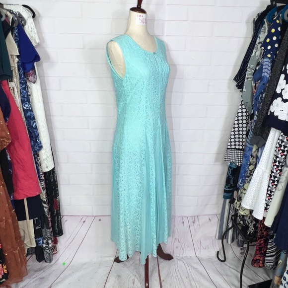 👗 |•PHOOL•| Aquamarine Blue Feminine Dress Size Small - Picture 2 of 9